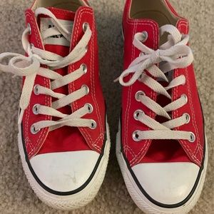 Red converse shoes. Men’s size 6 women’s size 8